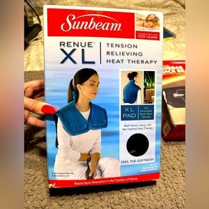 SUNBEAM RENUE XL TENSION HEATING PAD HEAT THERAPY WRAP NECK SHOULDER PAIN RELIEF